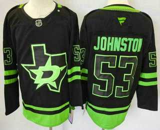 Mens Dallas Stars #53 Wyatt Johnston Black Alternate Authentic Jersey